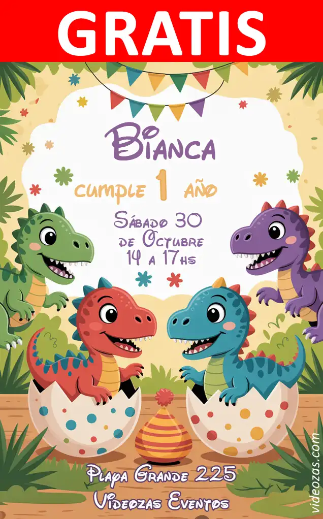 Convite de aniversário personalizado grátis dino_baby 03