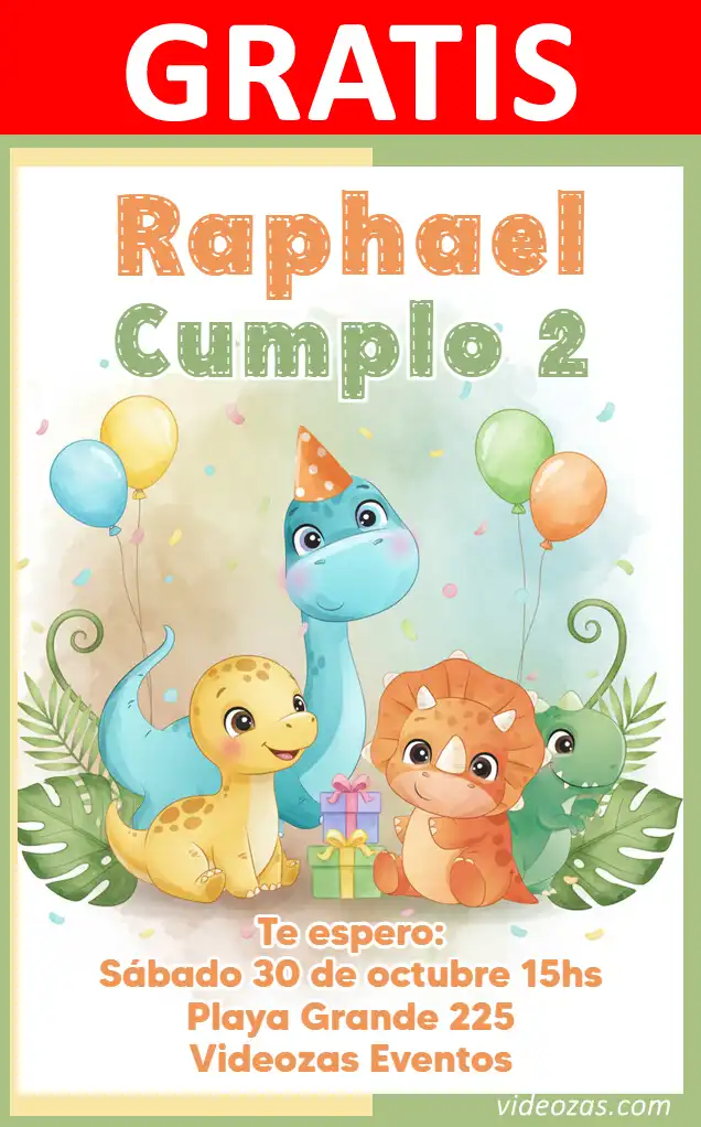 Convite Bebê Dinossauro GRÁTIS | Editável e Personalizável | Fácil e Rápido | Faça Online Agora!