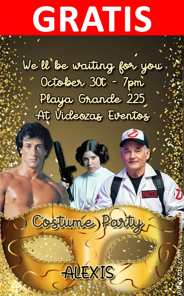 Invitación de cumpleaños personalizada gratis disfraces 04