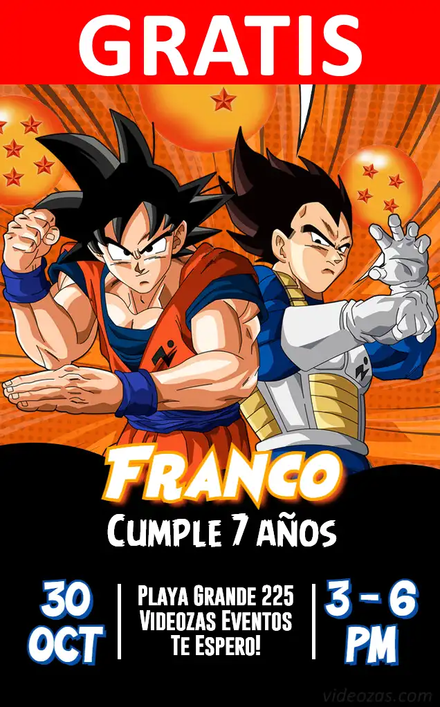 Convite Dragon Ball GRÁTIS | Editável e Personalizável | Fácil e Rápido | Faça Online Agora!