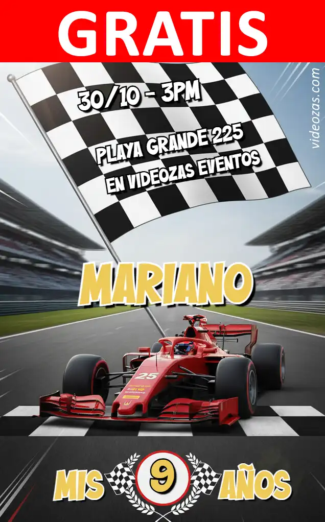 Convite F1 GRÁTIS | Editável e Personalizável | Fácil e Rápido | Faça Online Agora!