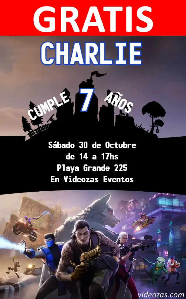 Convite Fortnite GRÁTIS | Editável e Personalizável | Fácil e Rápido | Faça Online Agora!