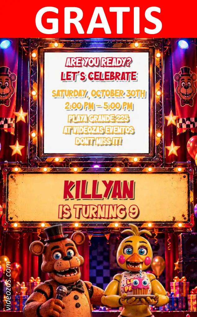 Invitación FNAF GRATIS | Editable y Personalizable | Fácil y Rápido | Hacer Online Ahora!
