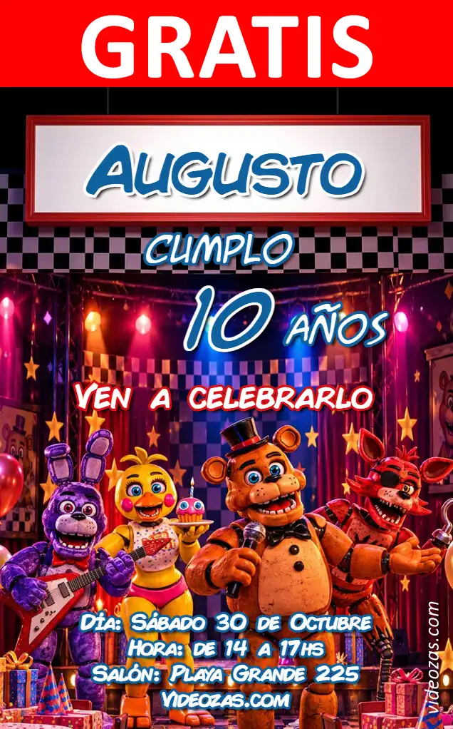 Invitación FNAF GRATIS | Editable y Personalizable | Fácil y Rápido | Hacer Online Ahora!