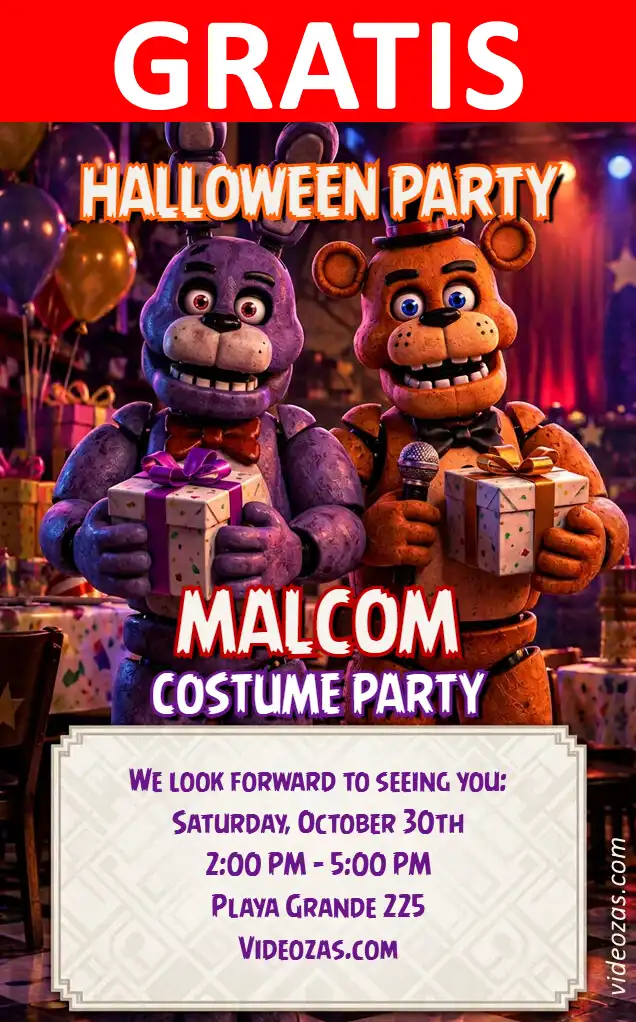 Invitación FNAF GRATIS | Editable y Personalizable | Fácil y Rápido | Hacer Online Ahora!
