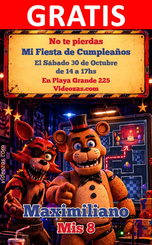 Invitación FNAF GRATIS | Editable y Personalizable | Fácil y Rápido | Hacer Online Ahora!