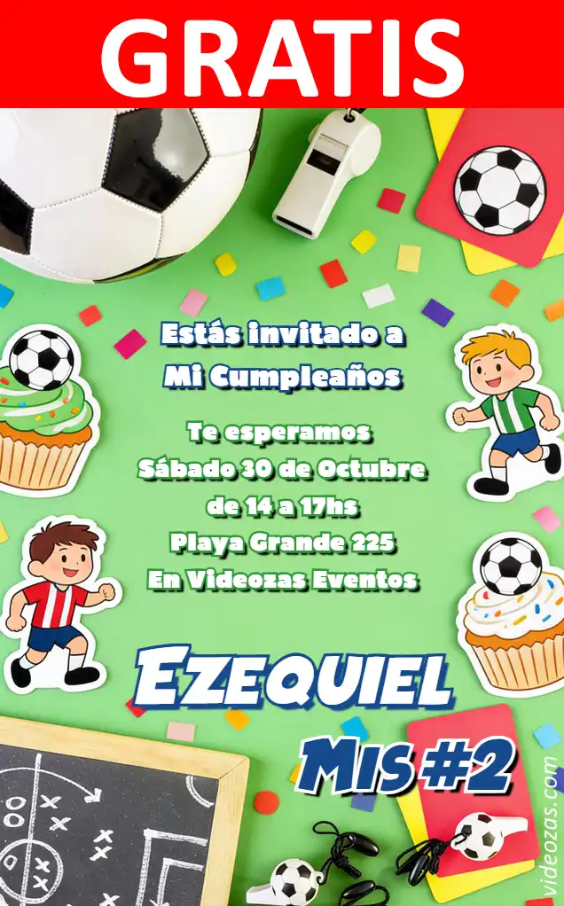 Invito di compleanno personalizzato gratis futbol 04