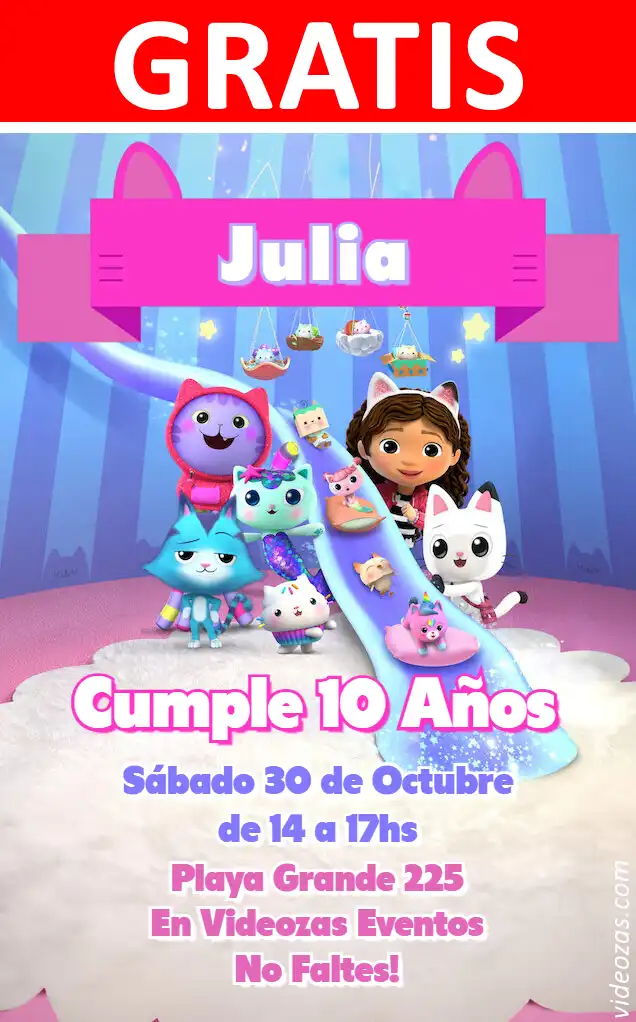 Invitación La casa de muñecas de Gabby GRATIS | Editable y Personalizable | Fácil y Rápido | Hacer Online Ahora!