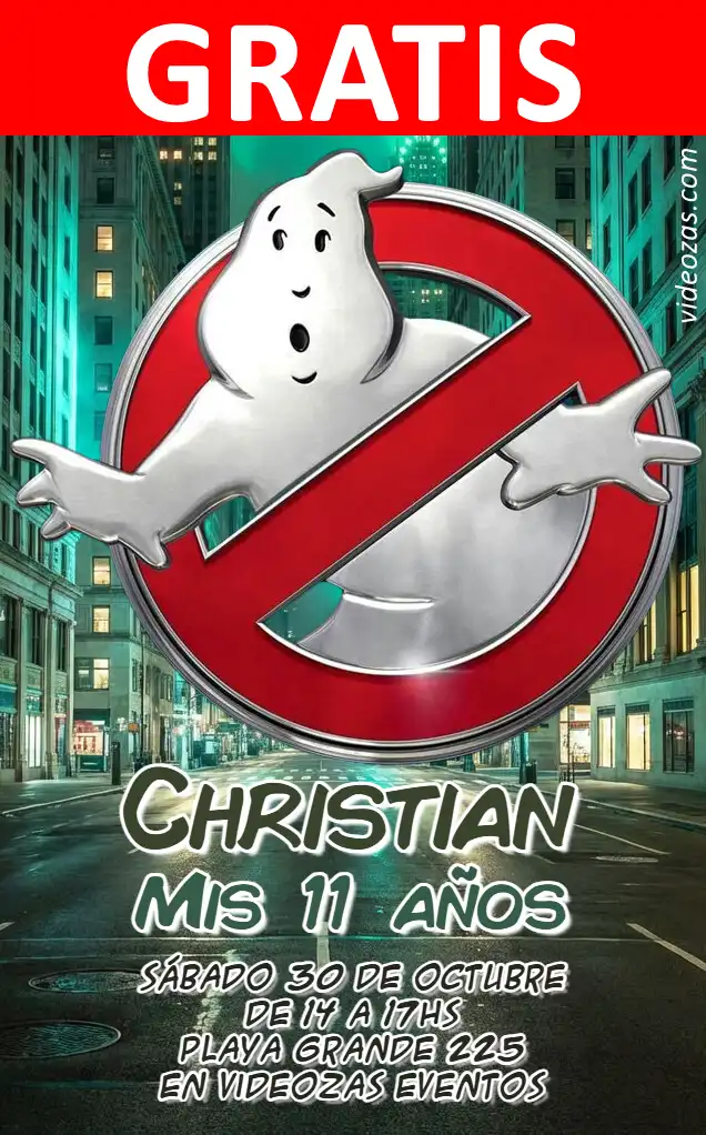 Invitación Ghostbusters GRATIS | Editable y Personalizable | Fácil y Rápido | Hacer Online Ahora!