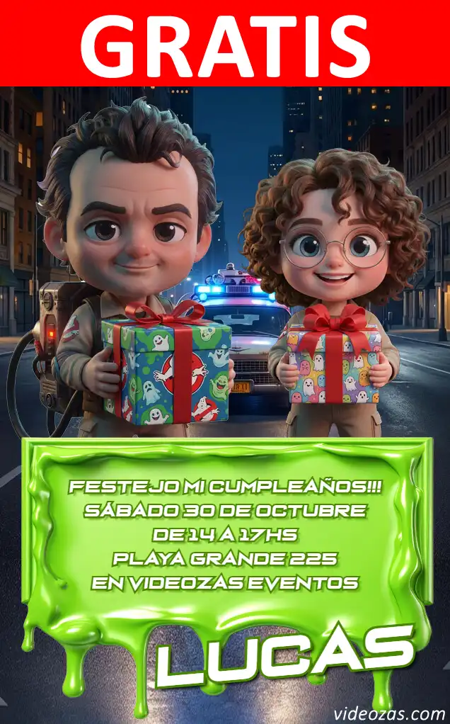 Invitación de cumpleaños personalizada gratis ghostbusters 03