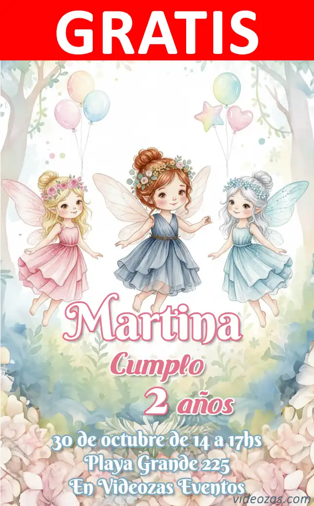 Convite Fadinhas GRÁTIS | Editável e Personalizável | Fácil e Rápido | Faça Online Agora!