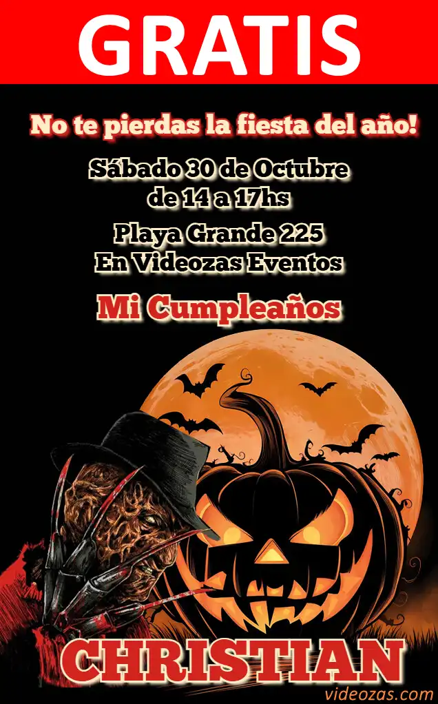 Invitación de cumpleaños personalizada gratis halloween_terror 04