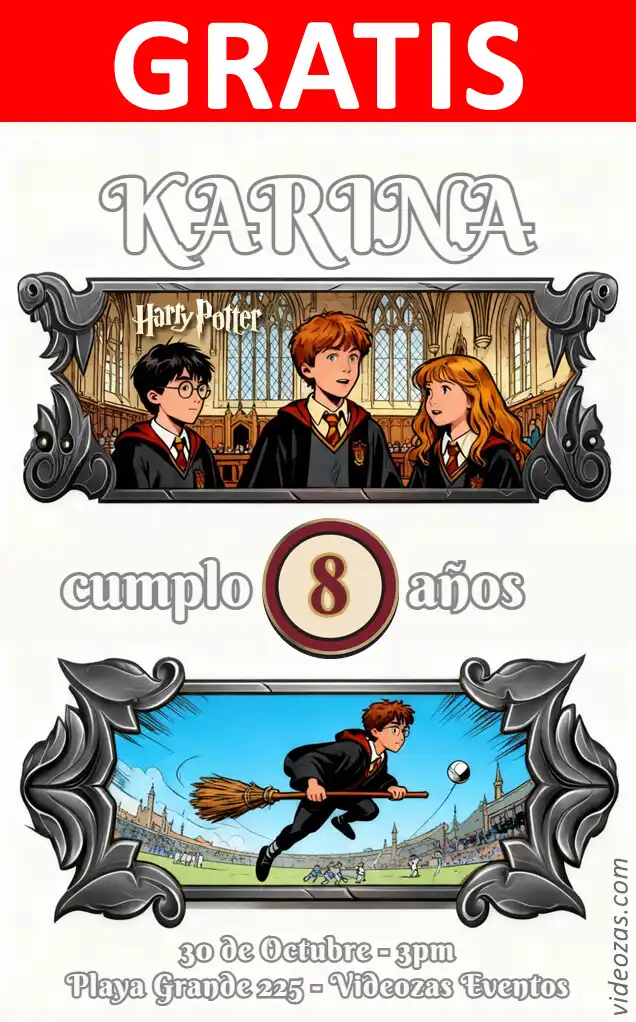 Convite Harry Potter GRÁTIS | Editável e Personalizável | Fácil e Rápido | Faça Online Agora!