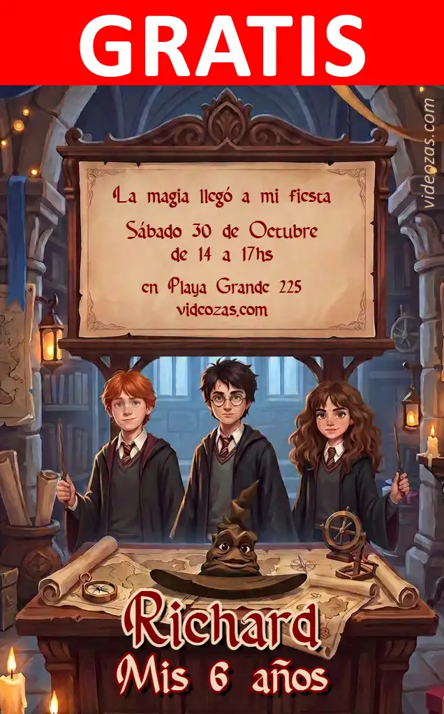 Invitación Harry Potter GRATIS | Editable y Personalizable | Fácil y Rápido | Hacer Online Ahora!
