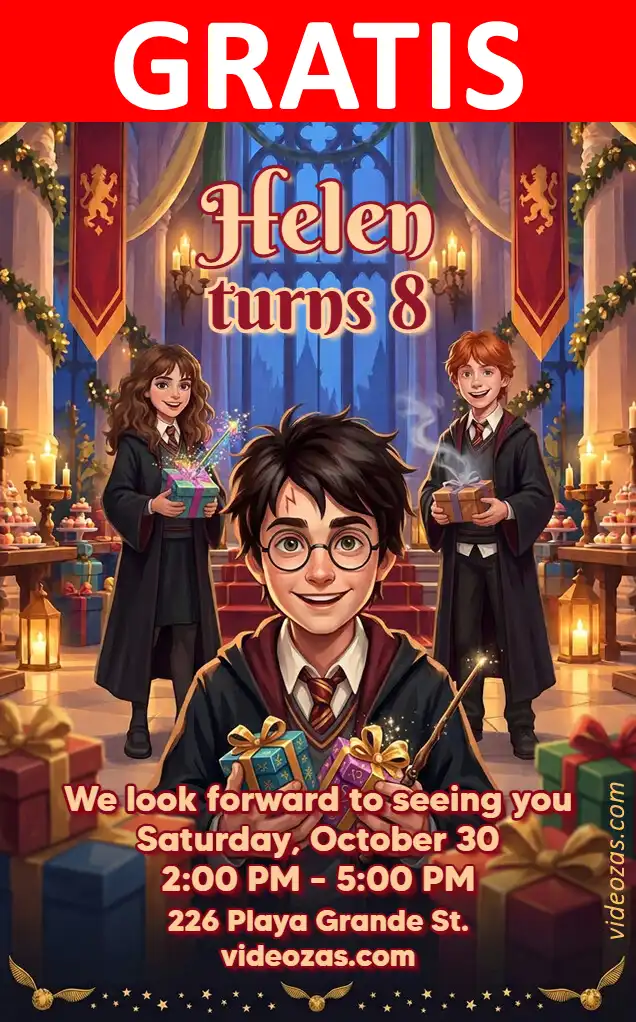 Invitación Harry Potter GRATIS | Editable y Personalizable | Fácil y Rápido | Hacer Online Ahora!