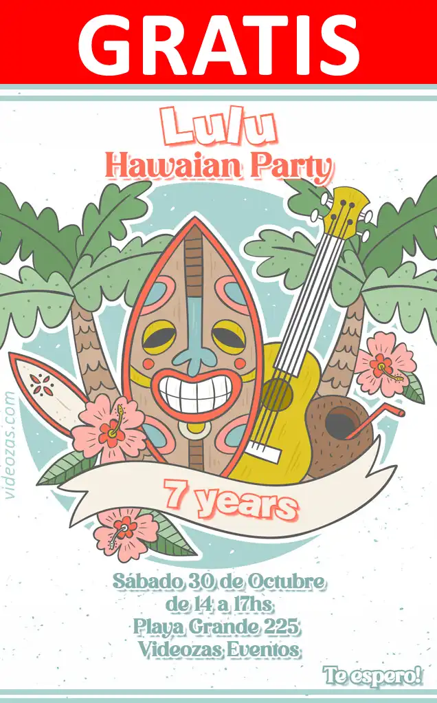 Convite Festa Tiki Havaiana GRÁTIS | Editável e Personalizável | Fácil e Rápido | Faça Online Agora!