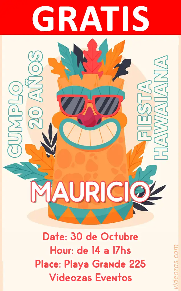 Convite de aniversário personalizado grátis hawaiana 03