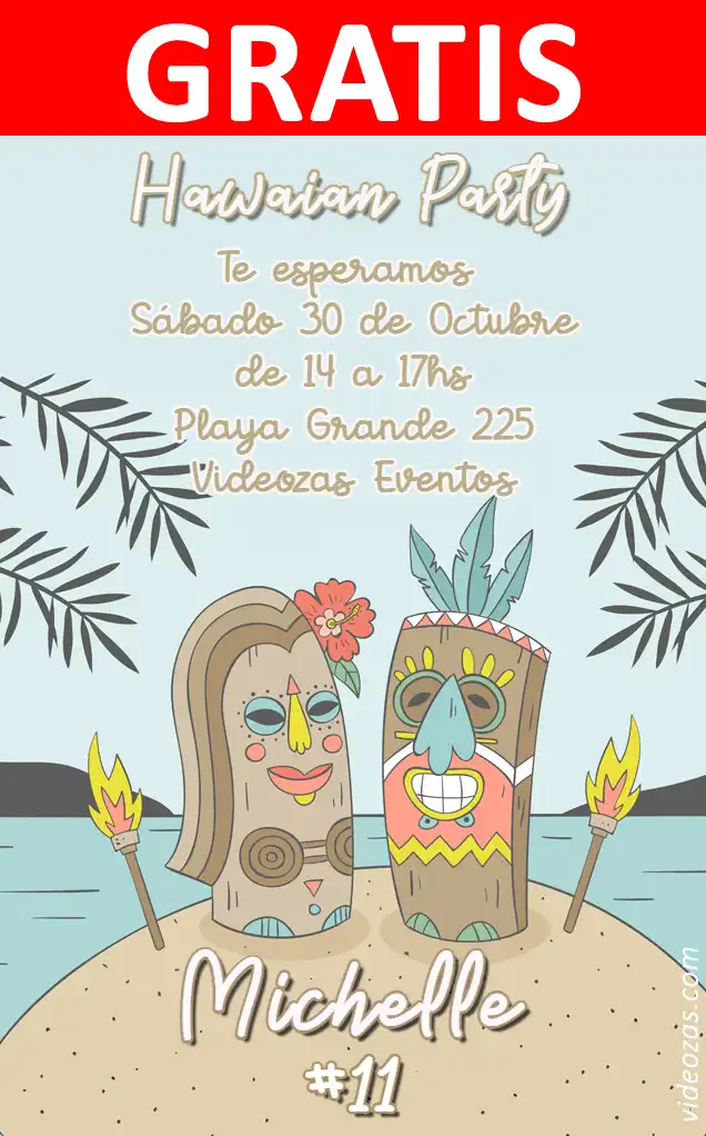 Invito Festa Tiki Hawaiana GRATIS | Modificabile e Personalizzabile | Facile e Veloce | Crea Online Ora!