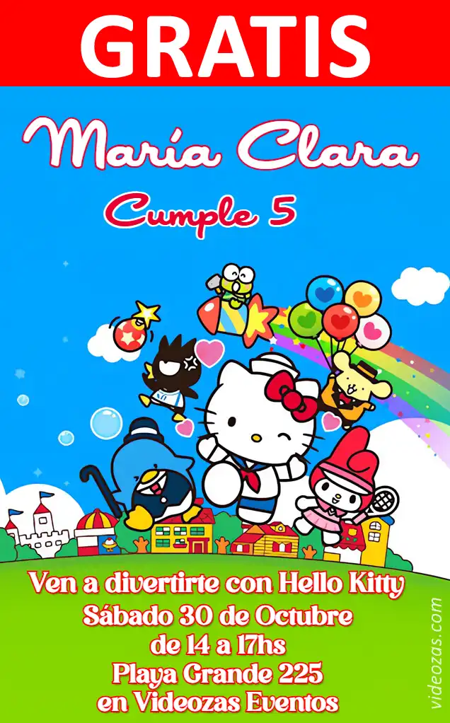 Invitación de cumpleaños personalizada gratis hello_kitty 01