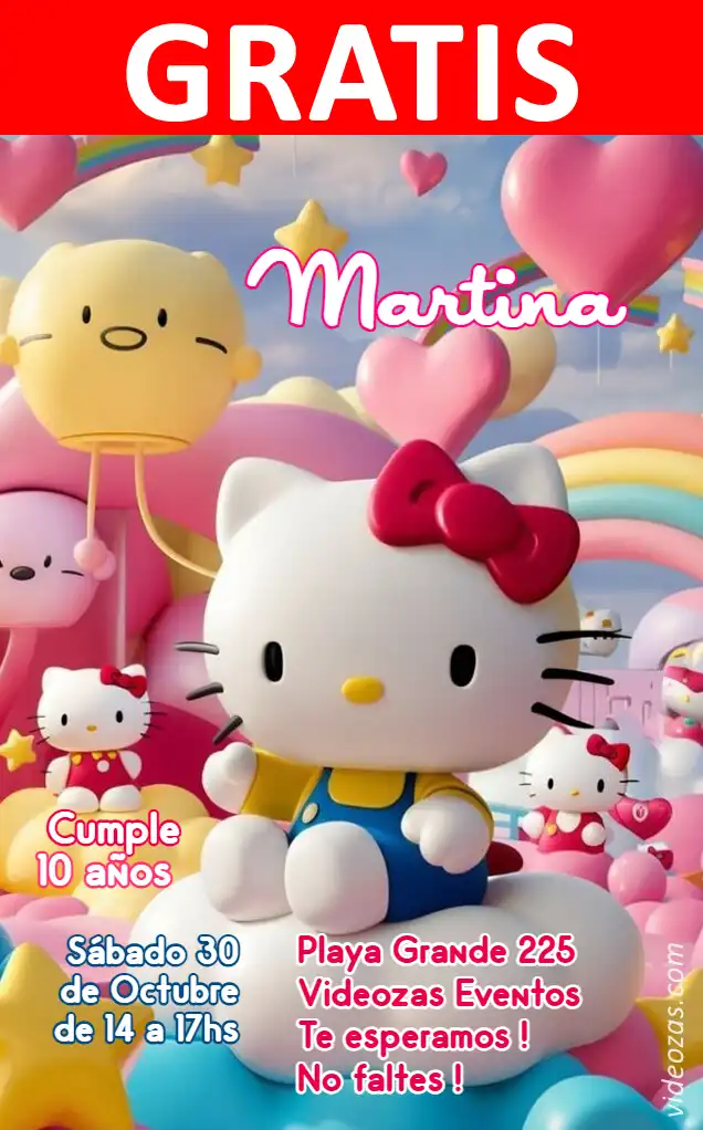 Invitación de cumpleaños personalizada gratis hello_kitty 03