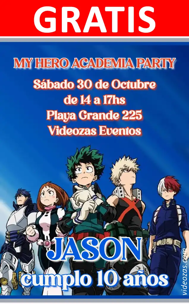 Invito di compleanno personalizzato gratis hero_academia 02