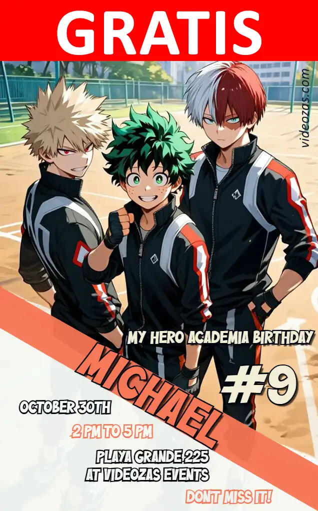 Invitación My Hero Academia GRATIS | Editable y Personalizable | Fácil y Rápido | Hacer Online Ahora!