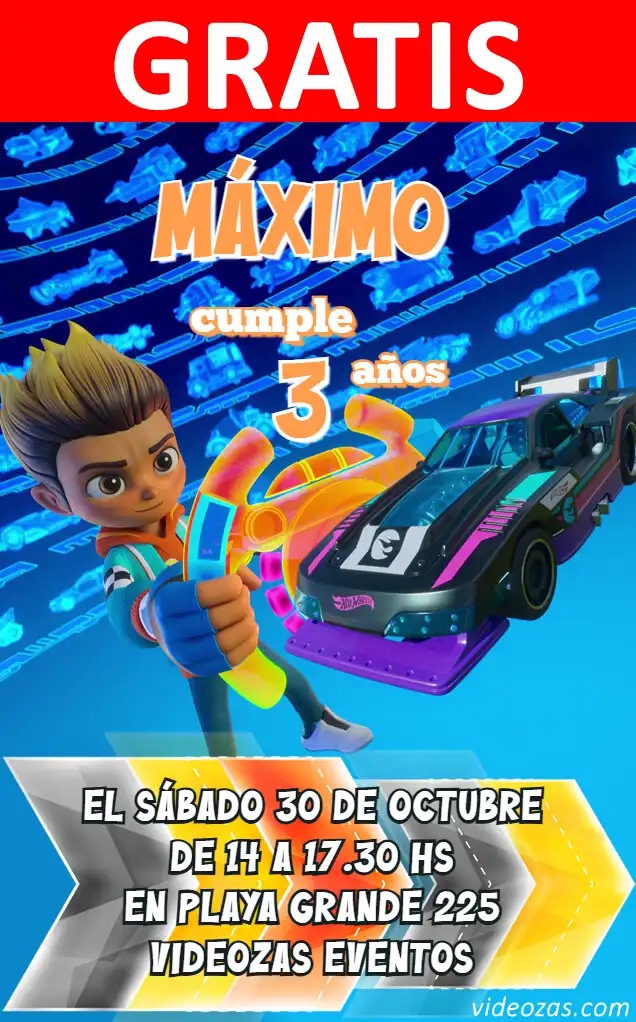 Invito Hot Wheels GRATIS | Modificabile e Personalizzabile | Facile e Veloce | Crea Online Ora!