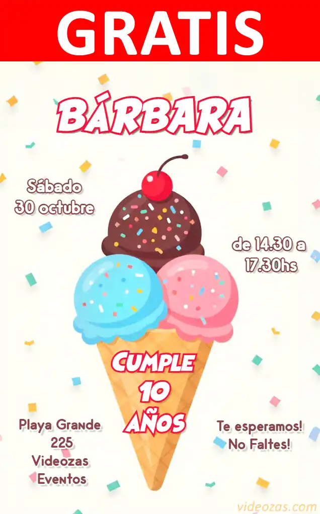 Invito Festa del Gelato GRATIS | Modificabile e Personalizzabile | Facile e Veloce | Crea Online Ora!