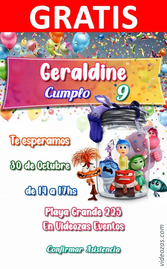 Convite Divertida Mente GRÁTIS | Editável e Personalizável | Fácil e Rápido | Faça Online Agora!