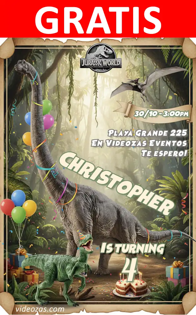 Invitación Mundo Jurásico Jurassic World GRATIS | Editable y Personalizable | Fácil y Rápido | Hacer Online Ahora!