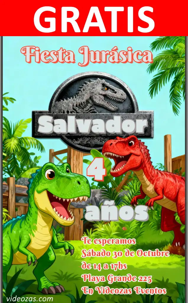 Invitación de cumpleaños personalizada gratis jurasic 03