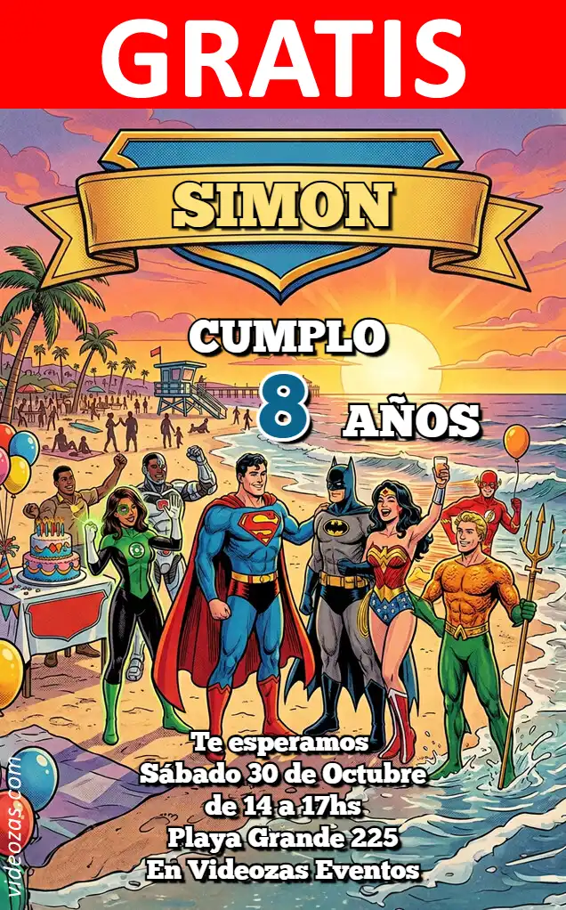 Convite de aniversário personalizado grátis justicia 02
