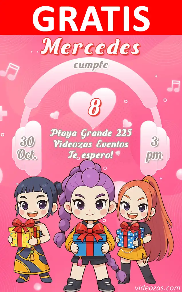 Invitación K-pop Huntrix GRATIS | Editable y Personalizable | Fácil y Rápido | Hacer Online Ahora!