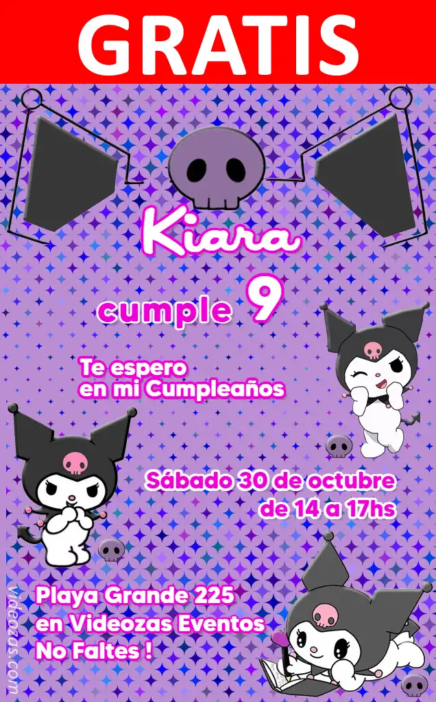 Invito My Melody Cinnamoroll Kuromi GRATIS | Modificabile e Personalizzabile | Facile e Veloce | Crea Online Ora!