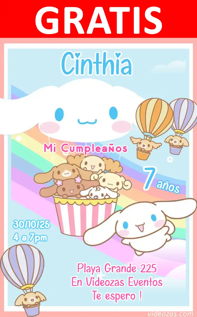 Convite My Melody Cinnamoroll Kuromi GRÁTIS | Editável e Personalizável | Fácil e Rápido | Faça Online Agora!