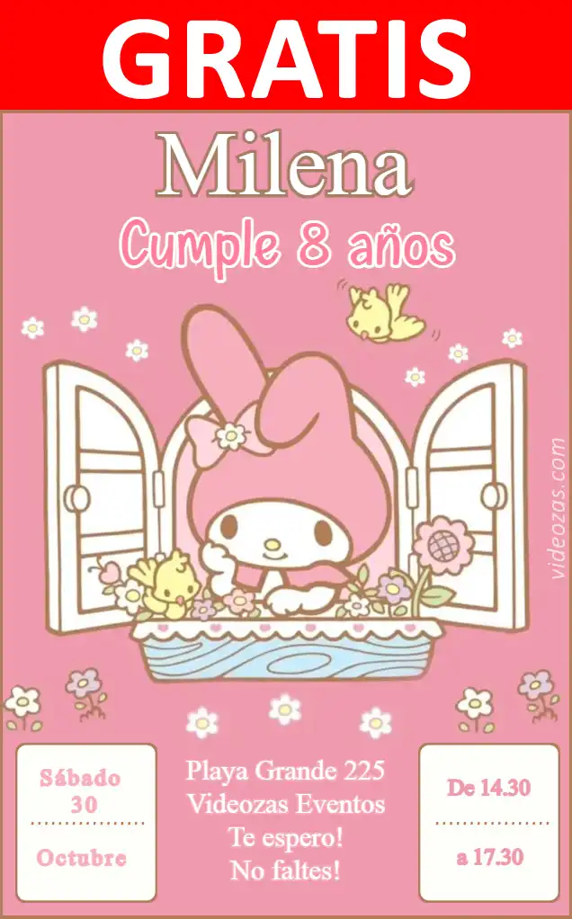 Invitación My Melody Cinnamoroll Kuromi GRATIS | Editable y Personalizable | Fácil y Rápido | Hacer Online Ahora!
