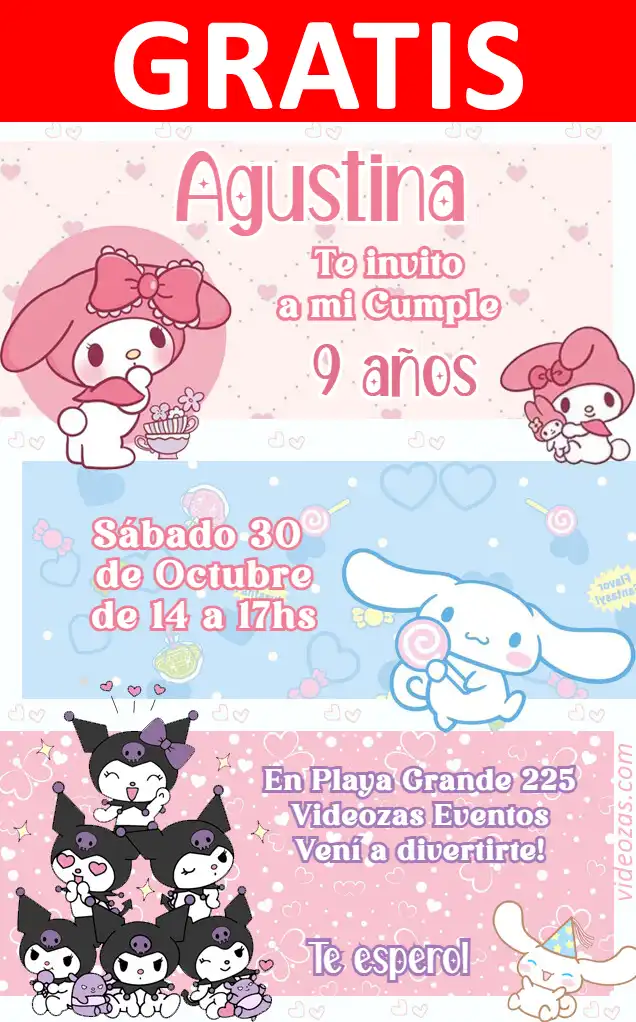 Invito di compleanno personalizzato gratis kuromi 04
