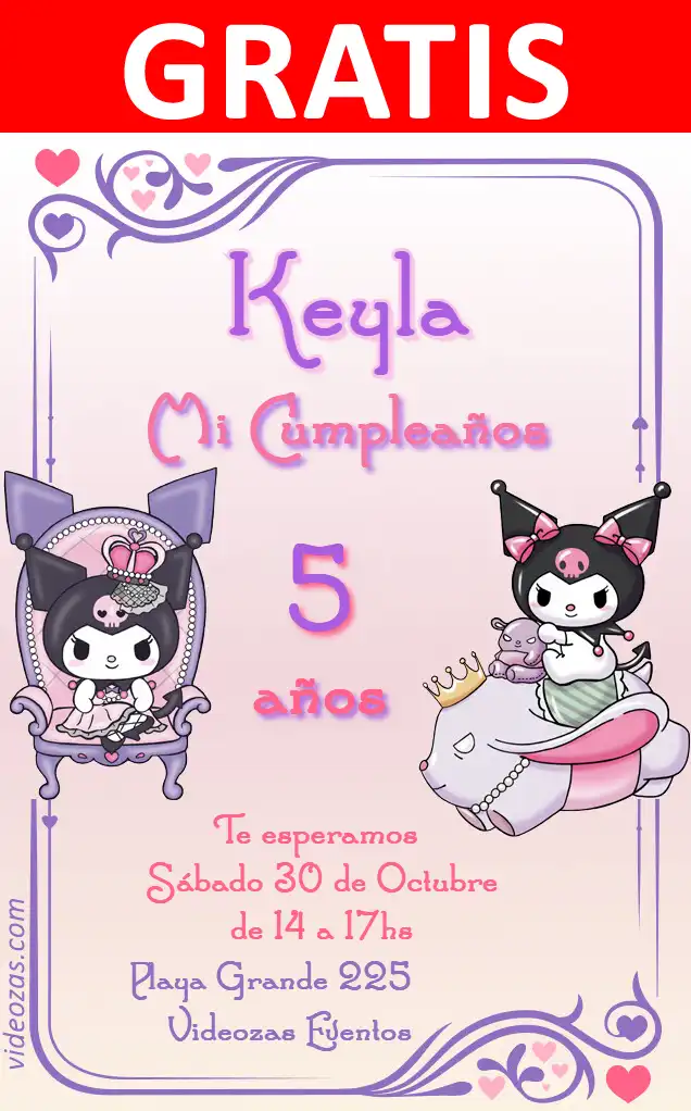 Invitación My Melody Cinnamoroll Kuromi GRATIS | Editable y Personalizable | Fácil y Rápido | Hacer Online Ahora!