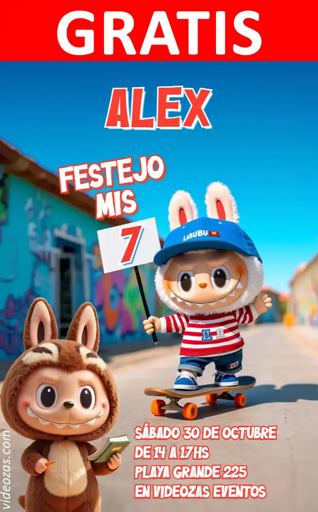 Invitación de cumpleaños personalizada gratis labubu 03