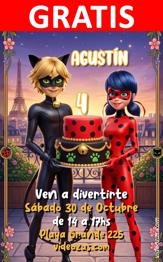Invito Miraculous Ladybug GRATIS | Modificabile e Personalizzabile | Facile e Veloce | Crea Online Ora!