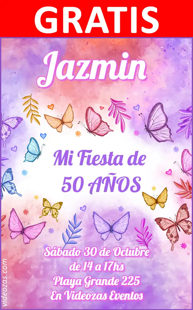 Convite de aniversário personalizado grátis mariposas 04