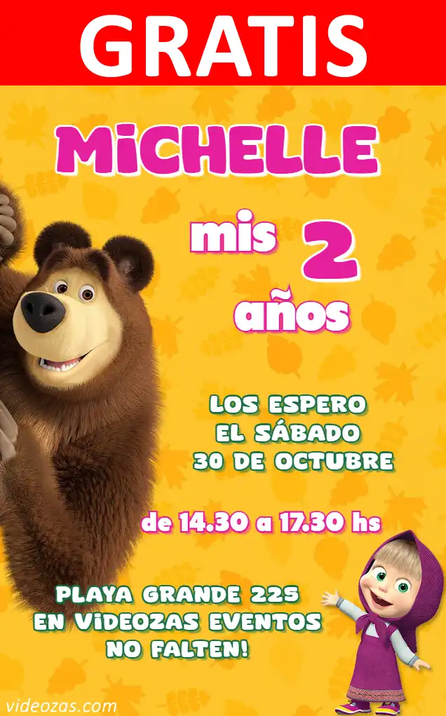 Invito di compleanno personalizzato gratis masha 04