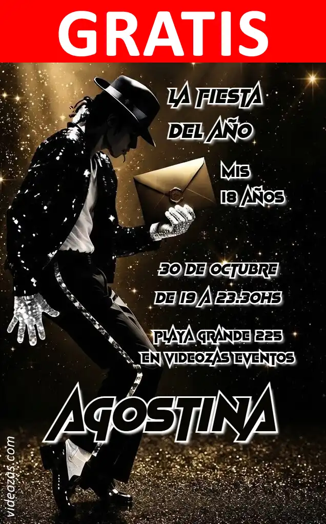 Convite Michael Jackson GRÁTIS | Editável e Personalizável | Fácil e Rápido | Faça Online Agora!