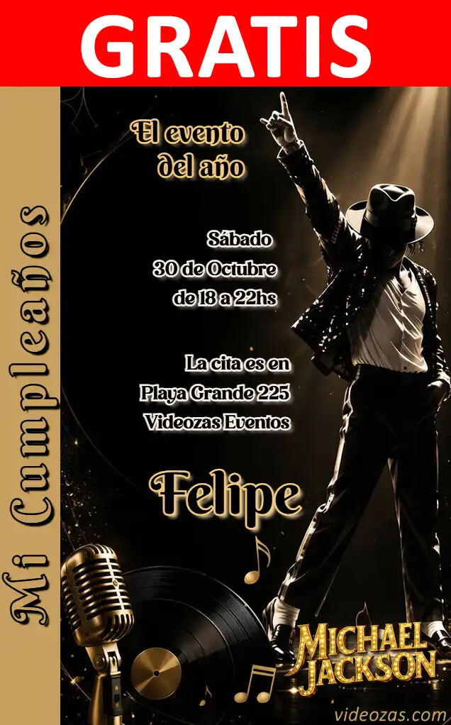 Invitación Michael Jackson GRATIS | Editable y Personalizable | Fácil y Rápido | Hacer Online Ahora!