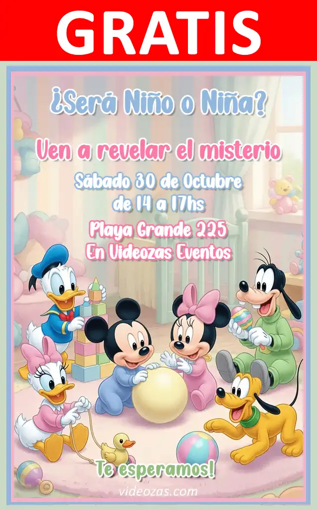 Invito Baby Topolino e Minni Bebè GRATIS | Modificabile e Personalizzabile | Facile e Veloce | Crea Online Ora!