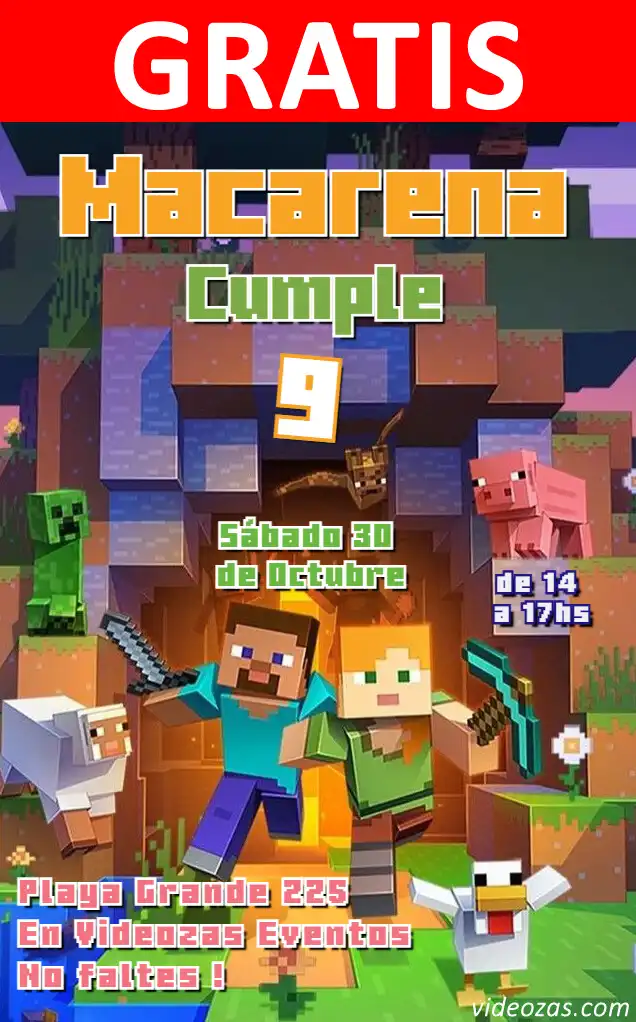 Invito di compleanno personalizzato gratis minecraft 02