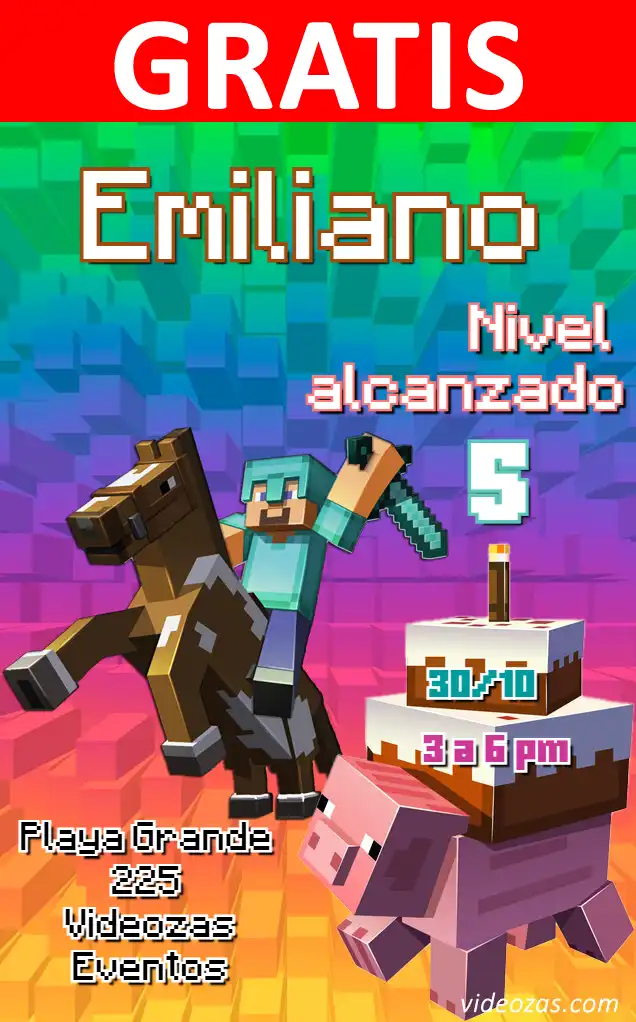 Invito di compleanno personalizzato gratis minecraft 04