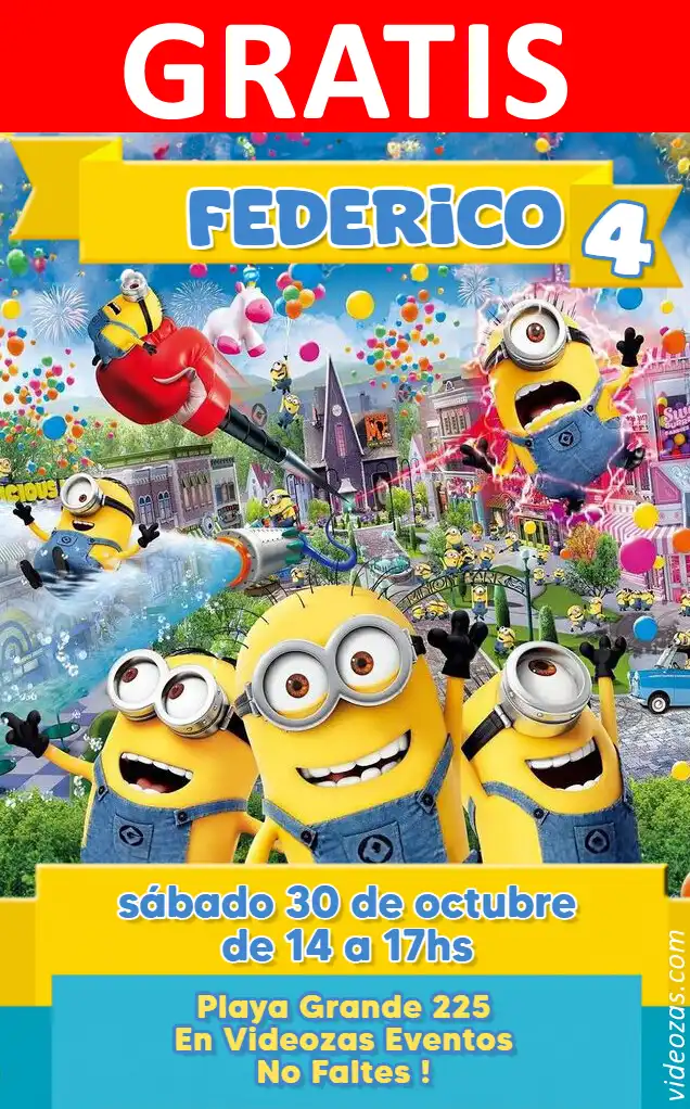 Invitación Minions GRATIS | Editable y Personalizable | Fácil y Rápido | Hacer Online Ahora!