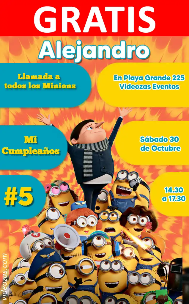 Invitación de cumpleaños personalizada gratis minions 02