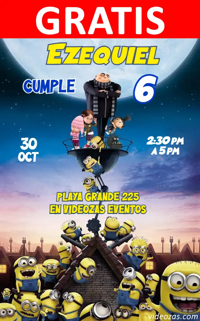 Invitación de cumpleaños personalizada gratis minions 03